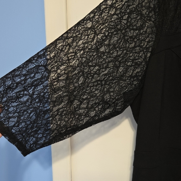 Lane Bryant Elegant Black Lace Sleeve Dress - Picture 2 of 6